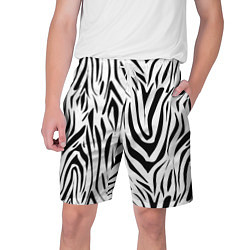 Шорты на шнурке мужские Черно-белая зебра, цвет: 3D-принт
