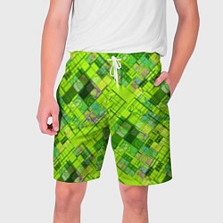 Шорты на шнурке мужские Ярко-зеленый абстрактный узор, цвет: 3D-принт