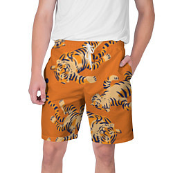 Шорты на шнурке мужские Тигр паттерн, цвет: 3D-принт