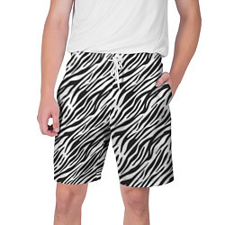 Шорты на шнурке мужские Чёрно-Белые полоски Зебры, цвет: 3D-принт