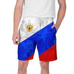 Шорты на шнурке мужские Российский герб: триколор, цвет: 3D-принт
