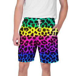 Шорты на шнурке мужские Leopard Pattern Neon, цвет: 3D-принт