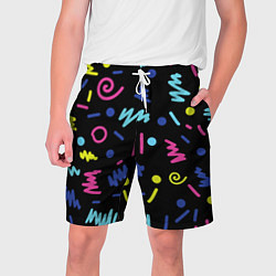 Шорты на шнурке мужские Neon color pattern Fashion 2032, цвет: 3D-принт