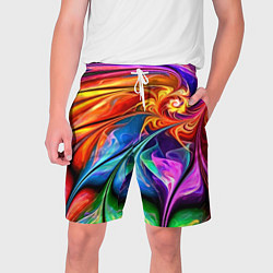 Шорты на шнурке мужские Красочный абстрактный цветочный паттерн Color abst, цвет: 3D-принт