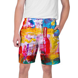 Шорты на шнурке мужские Импрессионизм Лето Абстракция Impressionism Summer, цвет: 3D-принт