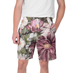 Шорты на шнурке мужские Цветы Красивый Цветочный Букет Георгин, цвет: 3D-принт