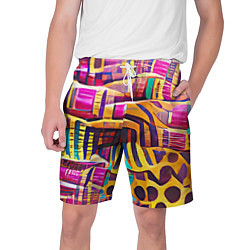 Шорты на шнурке мужские Африканские яркие мотивы, цвет: 3D-принт