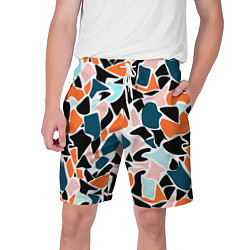 Мужские шорты Абстрактный современный разноцветный узор в оранже
