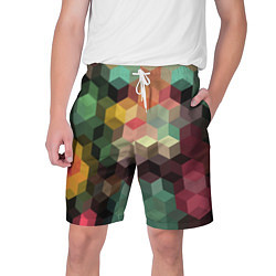 Шорты на шнурке мужские Разноцветный геометрический узор 3D, цвет: 3D-принт