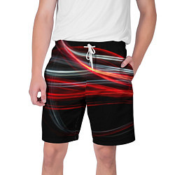 Шорты на шнурке мужские Волнообразные линии неона - Красный, цвет: 3D-принт