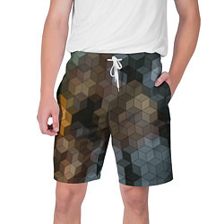 Мужские шорты Геометрический 3D узор в серых и коричневых тонах