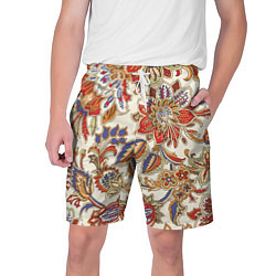 Шорты на шнурке мужские Цветочный винтажный орнамент, цвет: 3D-принт