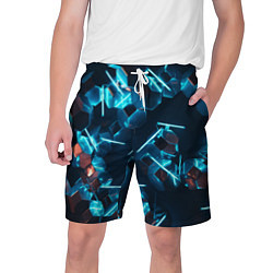 Шорты на шнурке мужские Неоновые фигуры с лазерами - Голубой, цвет: 3D-принт