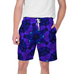 Шорты на шнурке мужские Калейдоскоп -геометрический сине-фиолетовый узор, цвет: 3D-принт