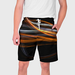 Шорты на шнурке мужские Волнообразные линии неона - Оранжевый, цвет: 3D-принт