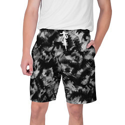 Шорты на шнурке мужские Черно-белый абстрактный камуфляж, цвет: 3D-принт