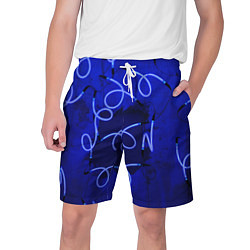Шорты на шнурке мужские Неоновые закрученные фонари - Синий, цвет: 3D-принт