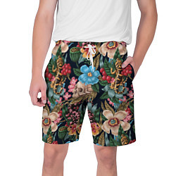 Мужские шорты Паттерн из цветов, черепов и саламандр