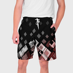 Шорты на шнурке мужские Geometric pattern черно-коричневый узор Ромбы, цвет: 3D-принт