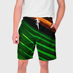 Шорты на шнурке мужские Абстрактные зелёные и оранжевые поверхности, цвет: 3D-принт