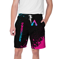 Шорты на шнурке мужские Apex Legends - neon gradient: символ и надпись вер, цвет: 3D-принт