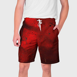 Шорты на шнурке мужские Абстрактный красный дым и брызги тёмной краски, цвет: 3D-принт
