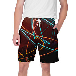 Шорты на шнурке мужские Неоновые лучи на тёмной поверхности, цвет: 3D-принт