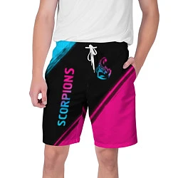 Шорты на шнурке мужские Scorpions - neon gradient: надпись, символ, цвет: 3D-принт