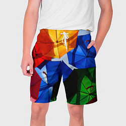 Шорты на шнурке мужские Разноцветные зонтики, цвет: 3D-принт