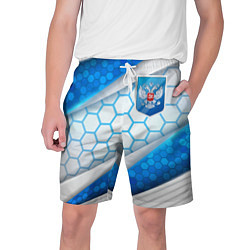 Шорты на шнурке мужские Синий герб России на объемном фоне, цвет: 3D-принт
