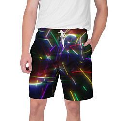 Шорты на шнурке мужские Разноцветные неоновые линии, цвет: 3D-принт