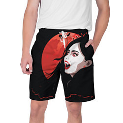 Мужские шорты Вампирша на фоне красной луны