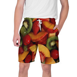 Шорты на шнурке мужские Фруктово ягодный фон, цвет: 3D-принт