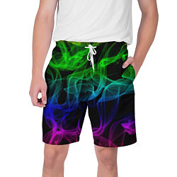 Шорты на шнурке мужские Разноцветный неоновый дым, цвет: 3D-принт