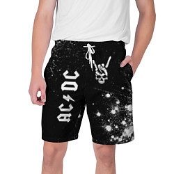 Шорты на шнурке мужские AC DC и рок символ на темном фоне, цвет: 3D-принт