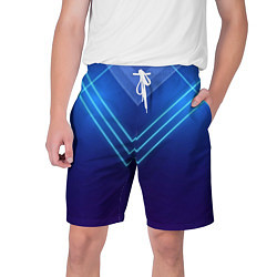 Шорты на шнурке мужские Глубокий синий с неоновыми полосами, цвет: 3D-принт