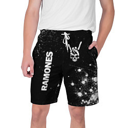 Мужские шорты Ramones и рок символ на темном фоне