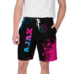 Шорты на шнурке мужские Ajax - neon gradient: надпись, символ, цвет: 3D-принт