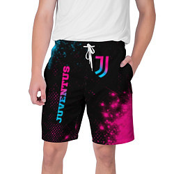 Шорты на шнурке мужские Juventus - neon gradient: надпись, символ, цвет: 3D-принт
