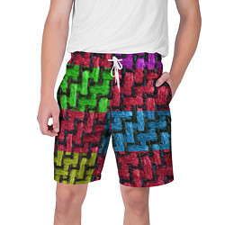 Мужские шорты Грубая вязка - цветная клетка - fashion 2044