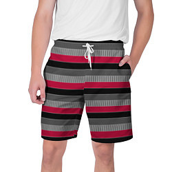 Шорты на шнурке мужские Красно-черный полосатый современный узор, цвет: 3D-принт