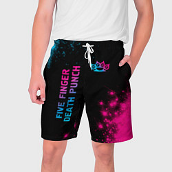 Мужские шорты Five Finger Death Punch - neon gradient: надпись,