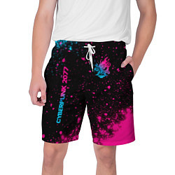 Мужские шорты Cyberpunk 2077 - neon gradient: надпись, символ