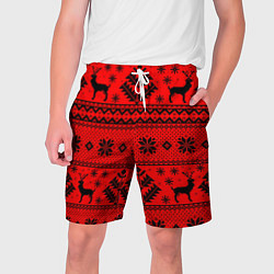 Шорты на шнурке мужские Happy new year, black deer, цвет: 3D-принт