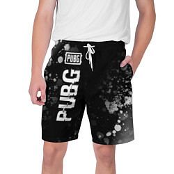 Шорты на шнурке мужские PUBG glitch на темном фоне: по-вертикали, цвет: 3D-принт