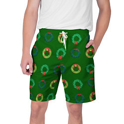 Мужские шорты Зеленые рождественские венки омелы