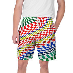 Шорты на шнурке мужские Разноцветная оптическая иллюзия, цвет: 3D-принт