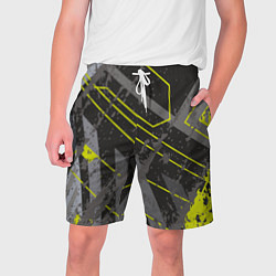 Шорты на шнурке мужские Серо-зеленая абстракция, цвет: 3D-принт