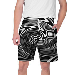 Шорты на шнурке мужские Black and white abstract pattern, цвет: 3D-принт