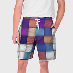 Шорты на шнурке мужские Геометрическое множество разноцветных квадратов, цвет: 3D-принт
